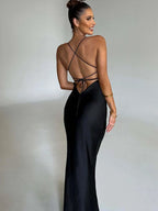 Satin Spaghetti Strap Sweetheart Mermaid Maxi Gown