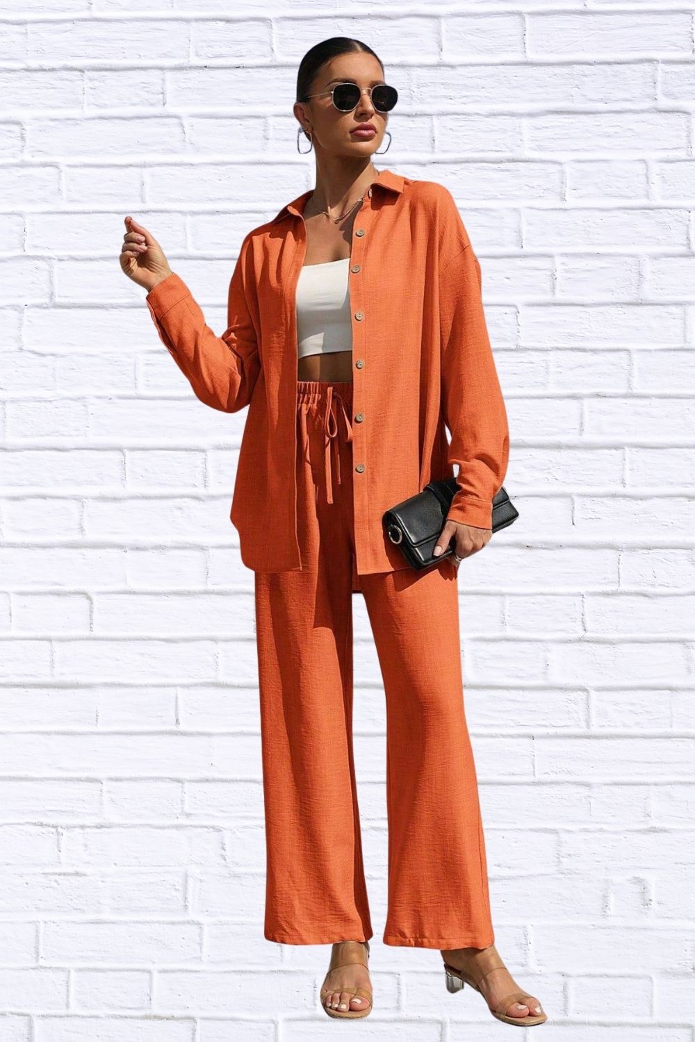 Button Up Shirt & Pants Set | Women__ Matching Outfit