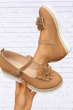 Flower Embellished Mary Jane Loafers