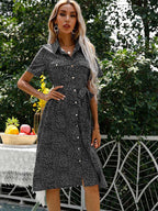 White spot pattern case solid color long dress