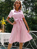 White spot pattern case solid color long dress