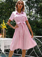 White spot pattern case solid color long dress