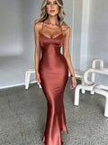 Satin Spaghetti Strap Sweetheart Mermaid Maxi Gown