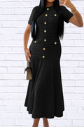 Textured Knit Short Sleeve Dress