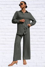 Button Up Shirt & Pants Set | Women__ Matching Outfit