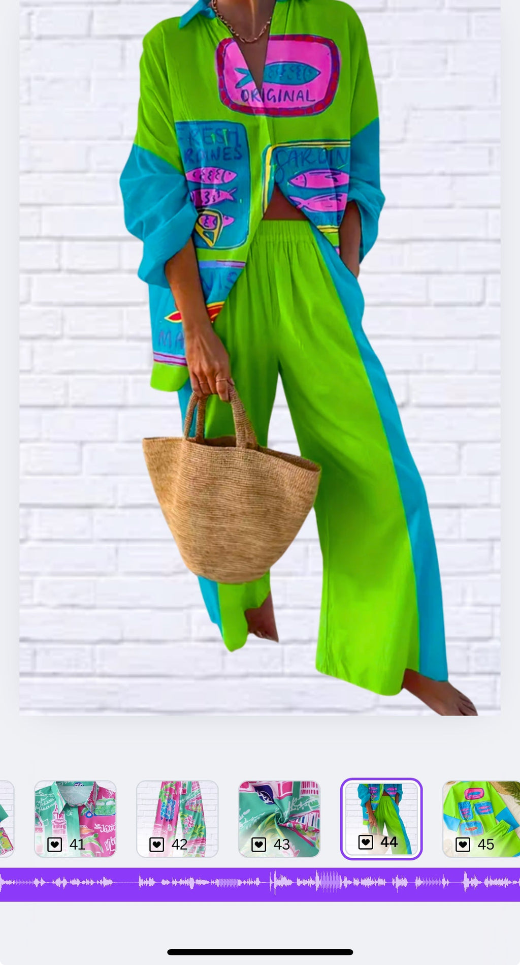 Fun, Bold, Eye-Catching Long Sleeved Elastic Waist Pants Set _ Lime Green and Turquoise