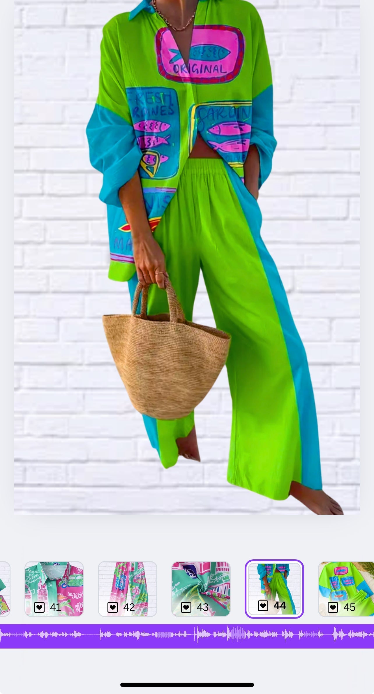 Fun, Bold, Eye-Catching Long Sleeved Elastic Waist Pants Set _ Lime Green and Turquoise