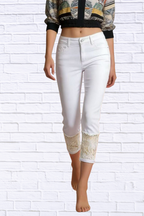 Full Size Lace Trimmed Capri Jeans Plus Size