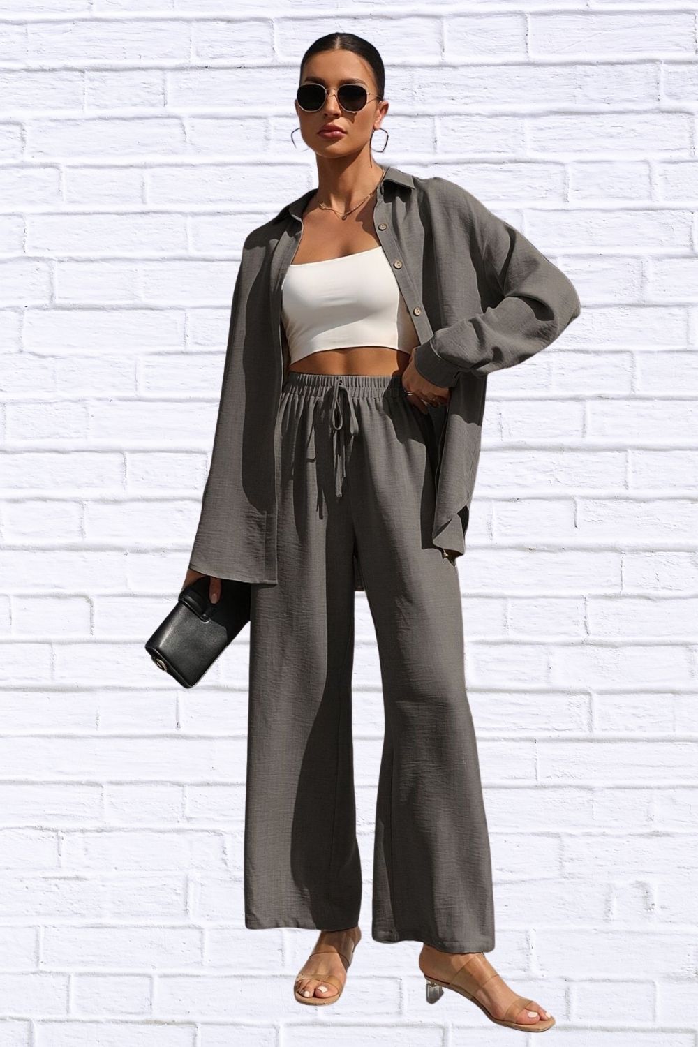 Button Up Shirt & Pants Set | Women__ Matching Outfit