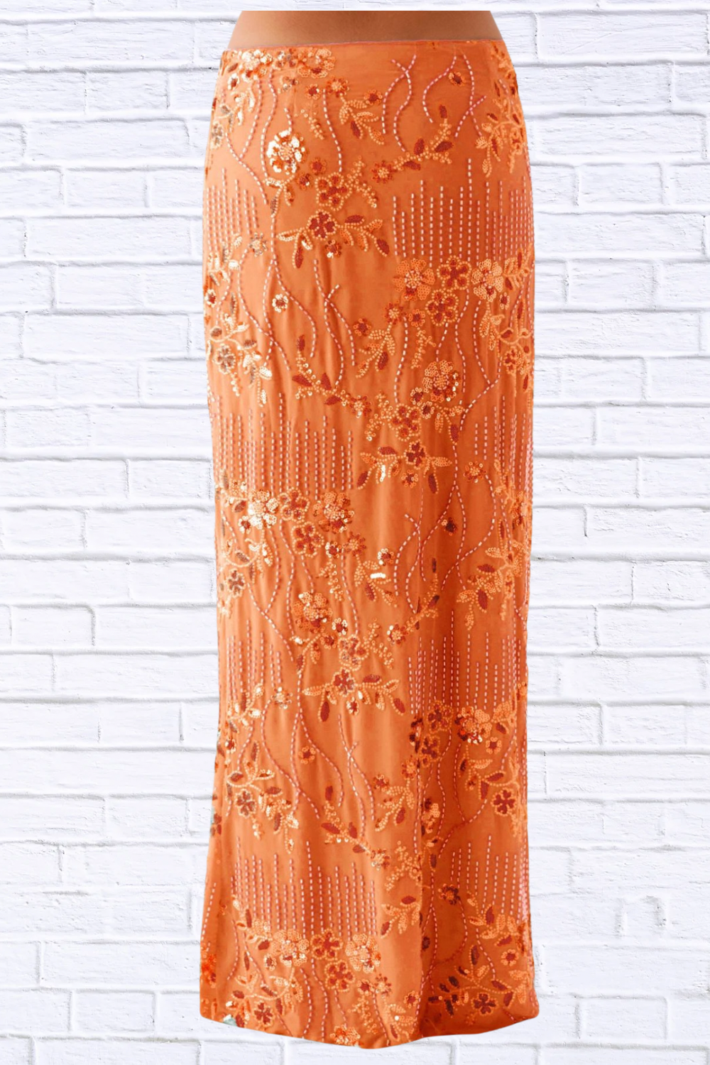 Sequin Embroidered Maxi Skirt for Women | Elegant Boho Floral Long Skirt | Flowy Statement Evening & Vacation Skirt