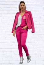 Color Block Johnny Collar Short Sleeve Blouse