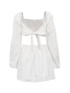 Lace-up Top Pleated Skirt Two-Pieces