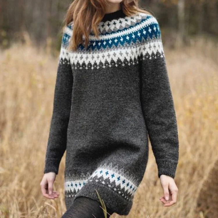 | Midi sweater, printed, long sleeves