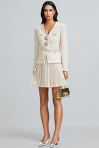 Taryn V-Neck Waistline Pleated Mini Dress Set