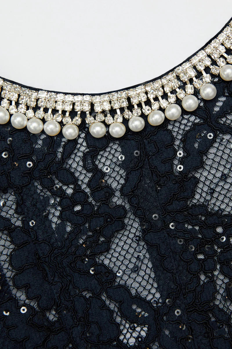 Aurore Lace Embellished Midi Dress
