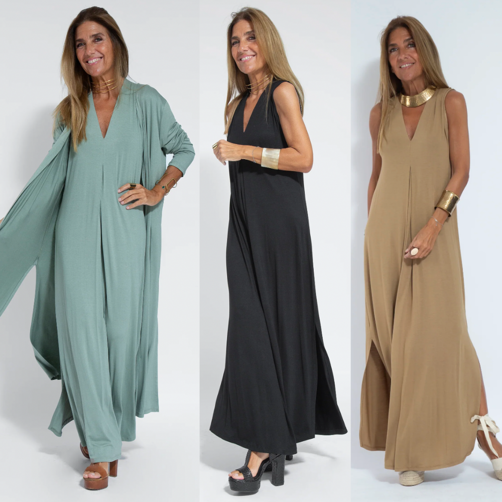 Paulette Aesthetic Long Dress with Vest Chic Silhouette Collection