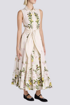 Pilar Timeless Sleeveless Maxi Dress with Floral Bow Evening Wear Edit