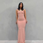Spaghetti Strap Scoop Neck Bodycon Maxi Dress