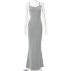 Spaghetti Strap Scoop Neck Bodycon Maxi Dress