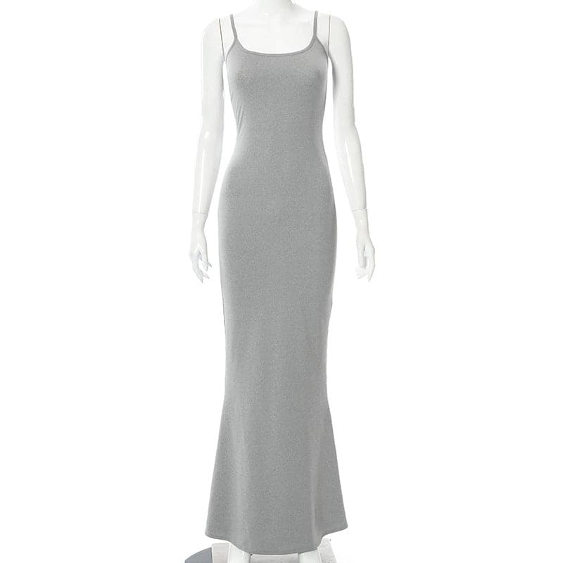 Spaghetti Strap Scoop Neck Bodycon Maxi Dress