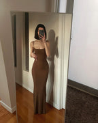 Spaghetti Strap Scoop Neck Bodycon Maxi Dress