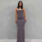 Spaghetti Strap Scoop Neck Bodycon Maxi Dress