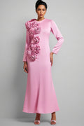 Samala 3D Floral Satin Maxi Dress