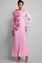Samala 3D Floral Satin Maxi Dress