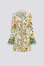Zaida Exclusive Long Sleeved Paisley Mini Dress Evening Wear Edit