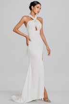 Griffin Hanging Neck Backless Maxi Dress