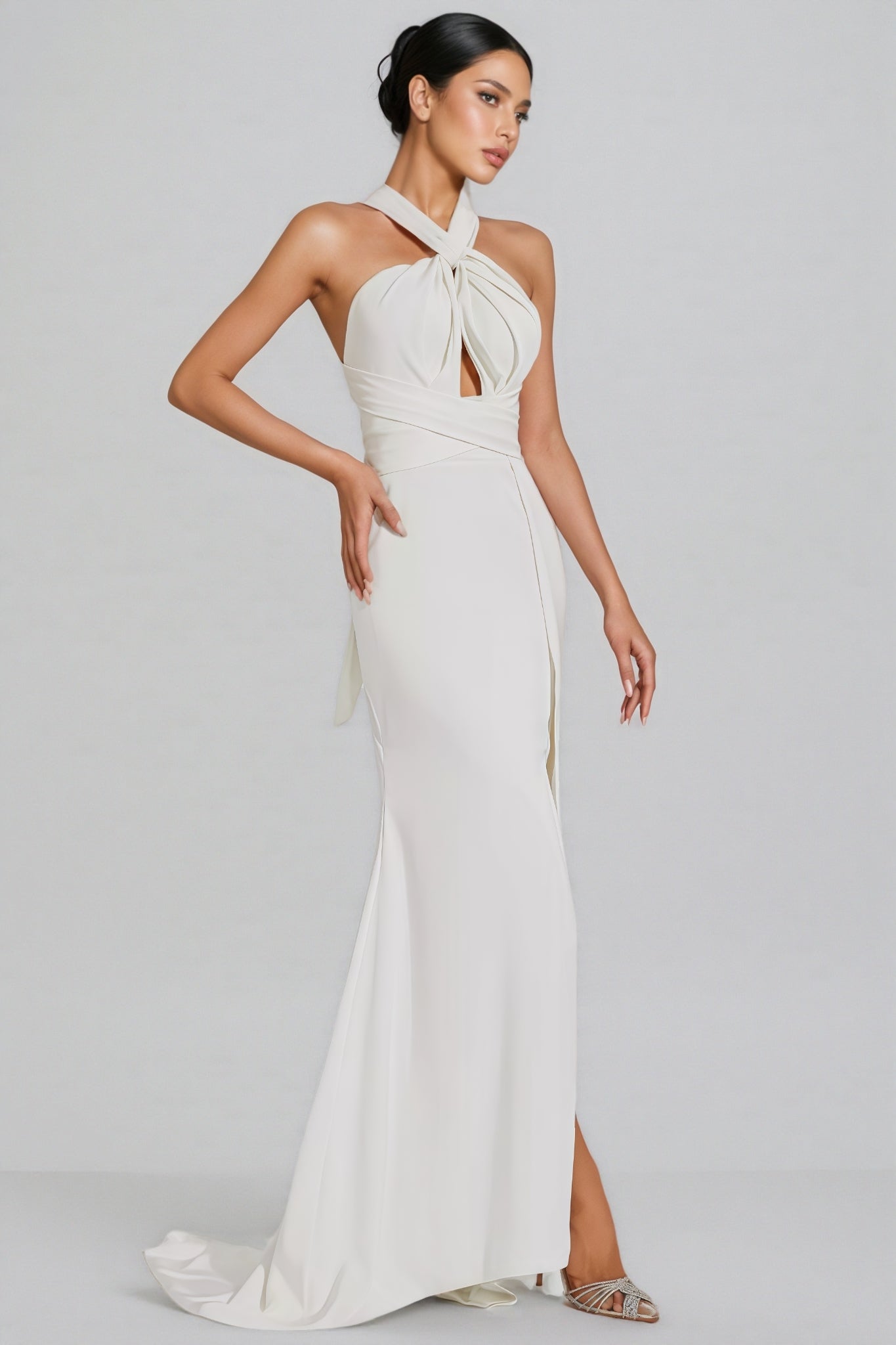 Griffin Hanging Neck Backless Maxi Dress