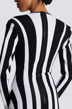 Karla Chic Long Sleeved Striped Mini Knit Dress Elevated Occasion Wear