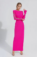 Alyssa Rhinestone Gown Dress with Bandage Long Sleeves and Cut Outs