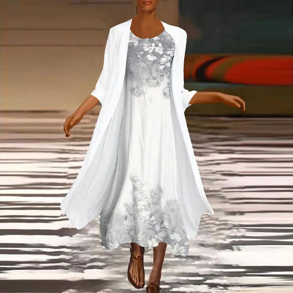 Yoselin Aesthetic Fashionable Long Dress with Matching Blouse Jacket for Women Designer Edit