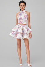 Raynate Pink Printed Backless Mini Dress Set