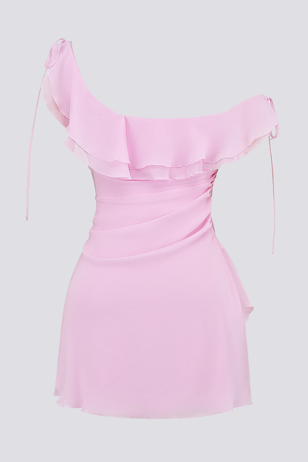 Nadia Aesthetic Off Shoulder Ruffle Shirt Mini Dress Premium Wardrobe Essential