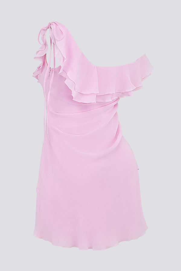 Daniela Aesthetic Off Shoulder Ruffle Shirt Mini Dress Premium Wardrobe Essential