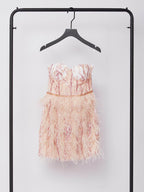 Ashlyn Strapless Feather Sequin Mini Dress