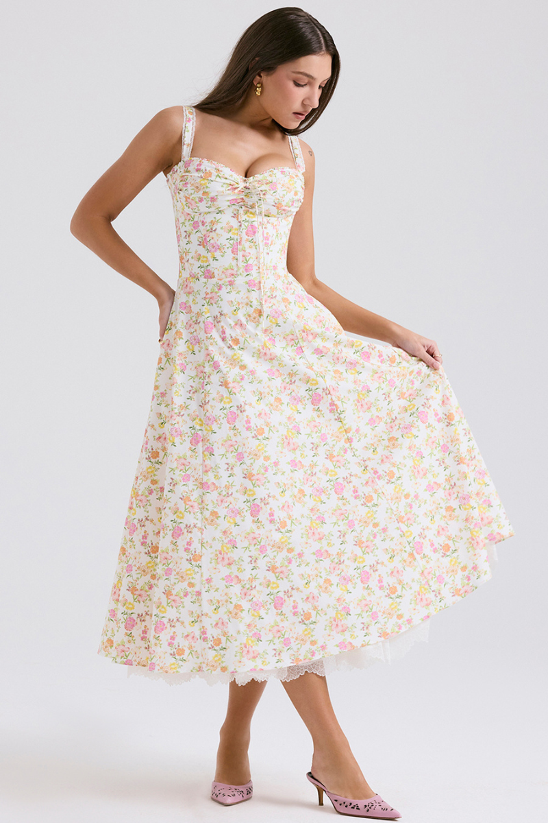 Olga Boutique Ruched Floral Maxi Dress Statement Occasion Edit