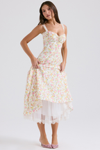 Xandra Boutique Ruched Floral Maxi Dress Premium Wardrobe Essential