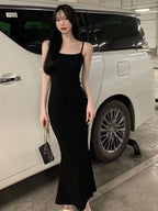 Spaghetti Strap Scoop Neck Bodycon Column Maxi Dress
