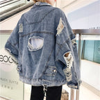 DressBetty - Hole Denim Bomber Jacket