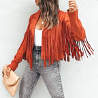DressBetty - Turn Down Collar Tassel Coat
