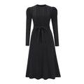Bubble Long Sleeve Knitted Dress Mid - Length Elegant Slimming High Waist Big Swing Dress Base Sweater Dress