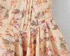 Positioning Printed V Neck Waist Tight Petti dress Holiday Dress