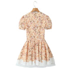 Positioning Printed V Neck Waist Tight Petti dress Holiday Dress