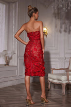 Abner Strapless Flower Midi Dress