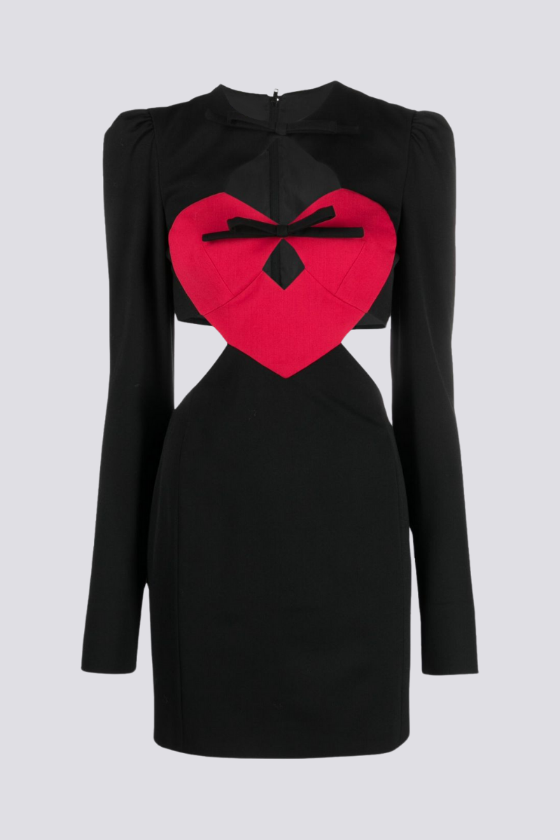 Harriet Timeless Long Sleeved Mini Dress with Cut Outs and Bow Chic Silhouette Collection