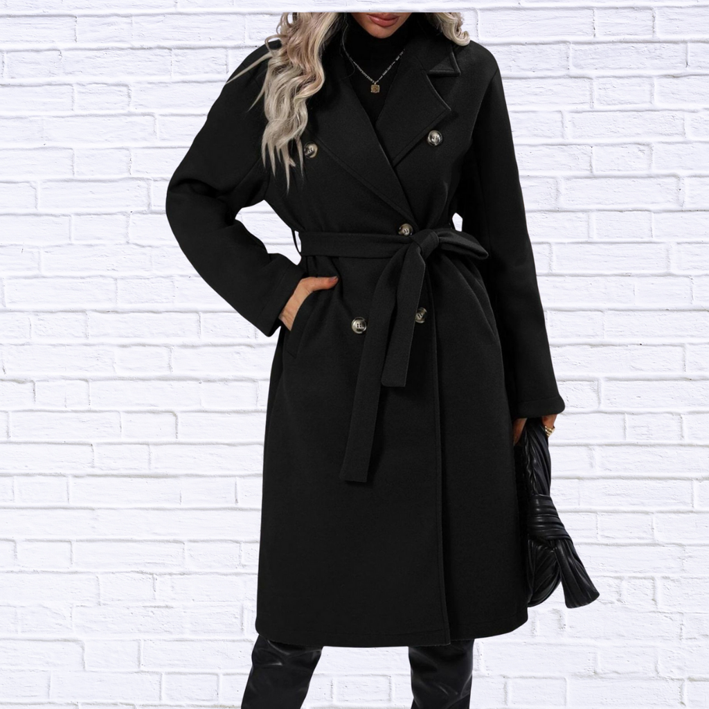 Double-Breasted Tie Waist Coat