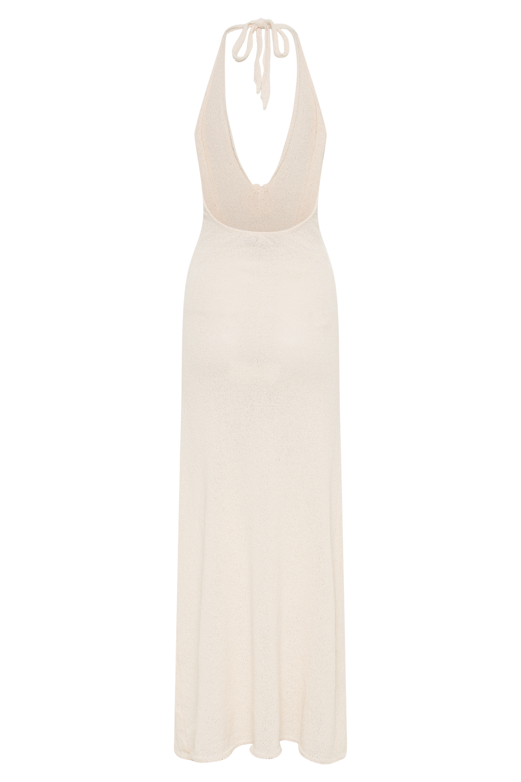 Halter Neck Floral Rosette Applique High Slit Crochet Knit Maxi Dress